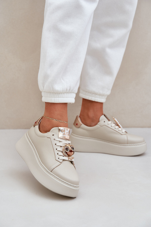 Жіночі Шкіряні Кросівки CheBello 4411 Світло Бежеві