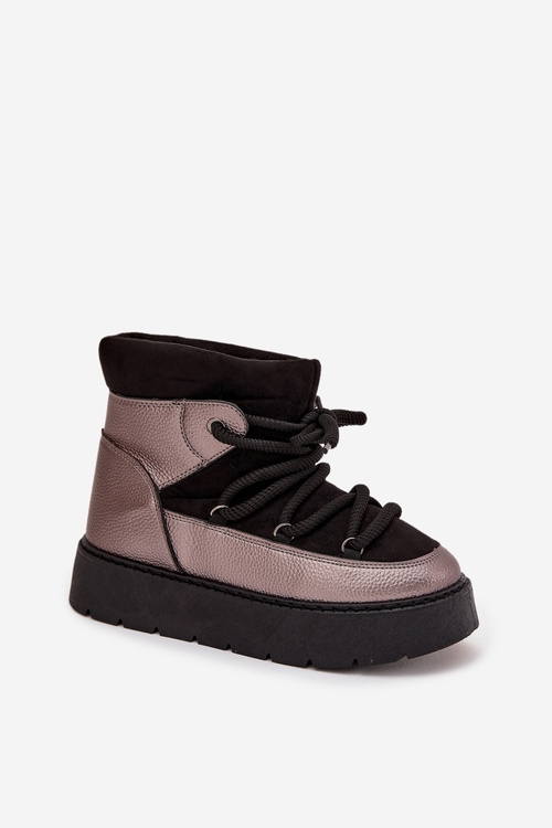 Низькі Жіночі Снігоступи Теплі З Вовною З Товстими Шнурками Чорні Xarina