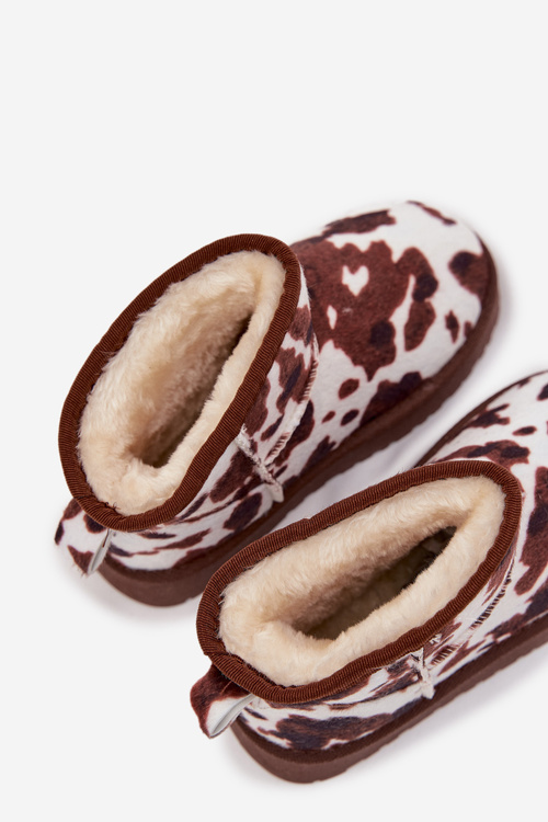 Дитячі молодіжні зимові черевики з хутряною підкладкою з латками білого-коричневого Mireya