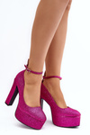 Блискучі туфлі на високих підборах кольору фуксії Mommoi