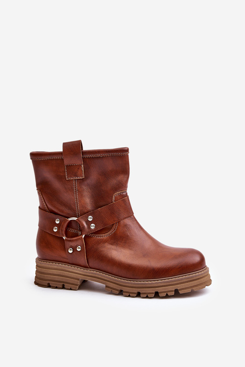 Шкіряні жіночі ботильйони на підборах коричневі Lewski 3610