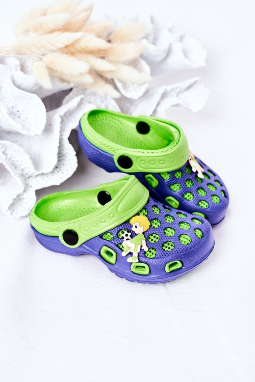 Дитячі поролонові тапочки Crocs Navy-Green Jupiter