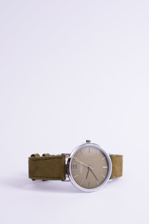 Жіночий годинник Ernest Manon Suede Olive Silver