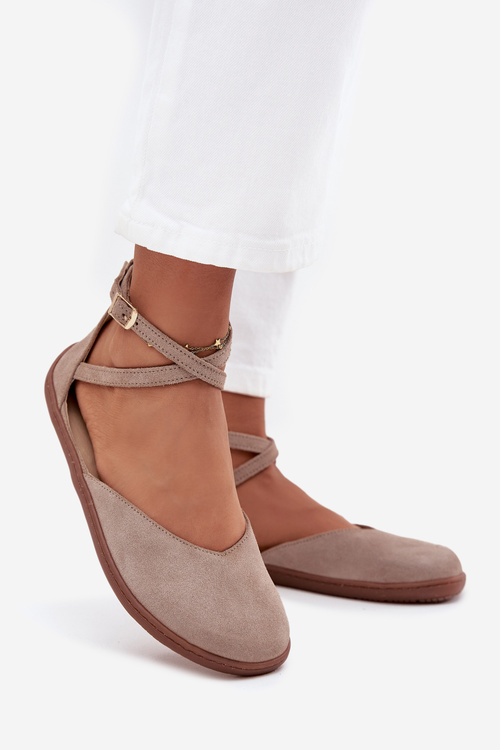 Замшеві Балетки Для Жінок Barefoot З Ремінцями Zazoo 191 Сірі