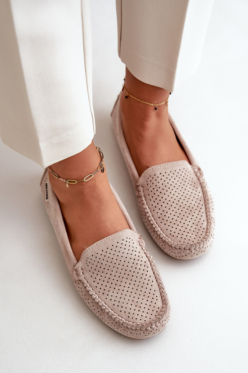 Жіночі класичні бежеві лофери зі штучної замші Serceria