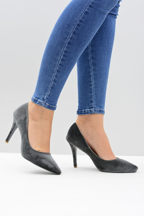 Жіночі туфлі на шпильці Lu Boo сірого оксамиту