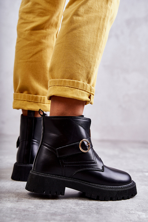 Шкіряні теплі черевики на блискавці Чорні Verina