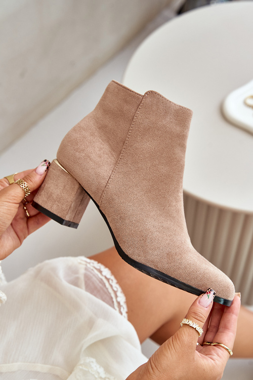 Еко-замшеві ботильйони на блискавці темно-бежевого кольору Sairis