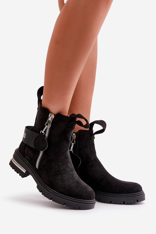 Жіночі теплі черевики на блискавці Black Calvaro