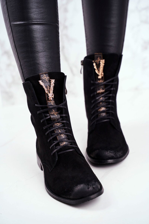 Чорні жіночі шкіряні чоботи з нубуку Nicole 2593