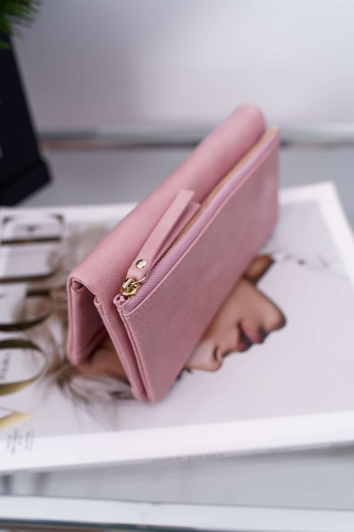 Гаманець жіночий великий рожевий із засувкою
