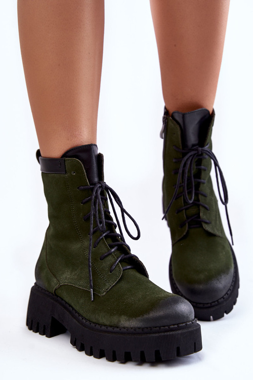 Класичні замшеві зелені теплі чоботи Caima