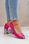 Шкіряні туфлі з декоративним каблуком Фуксія Lewski Shoes 2608/K