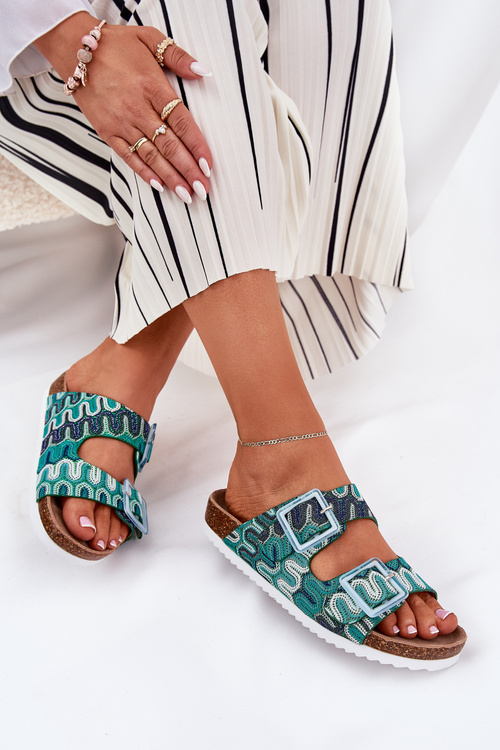 Жіночі Сандалі З Пряжками Та Блискітками S.Barski RB51-006 Зелені