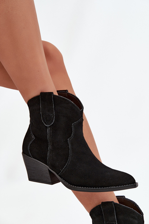 Зручні жіночі ковбойські черевики з натуральної замші Чорний Beretta