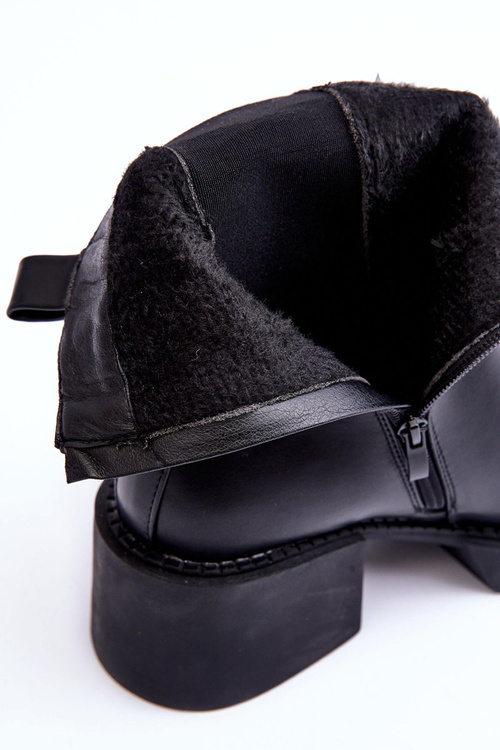 Жіночі ботильйони на масивному каблуці Чорні Ironna