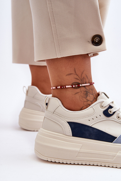 Жіноче спортивне взуття на масивній платформі біло-блакитного кольору Gemma