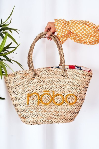 Плетена пляжна сумка шоппер NOBO XK0340 Бежево-жовта