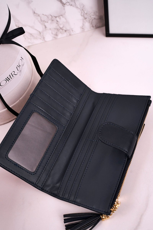 Великий жіночий гаманець з додатковим гаманцем і темно-синій бахромою