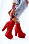 Замшеві чоботи на високому каблуці червоного кольору