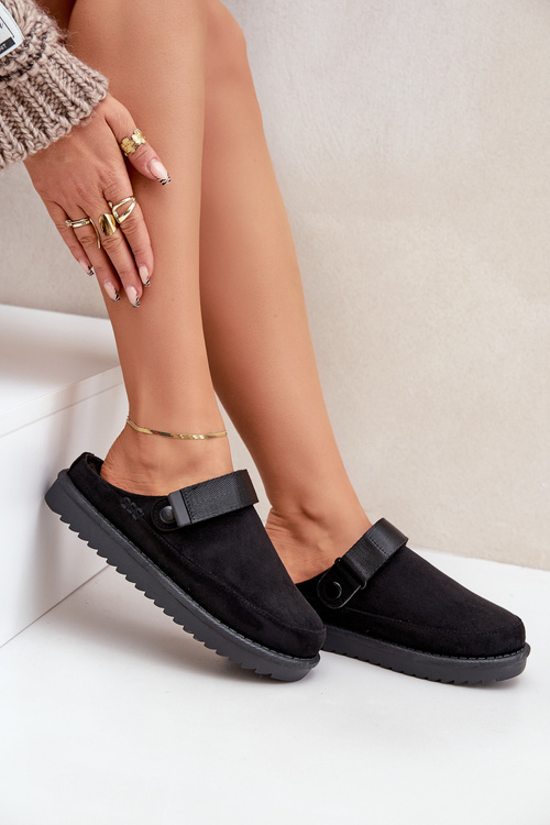 Теплі жіночі тапочки на платформі чорні Neliel