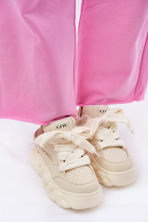 Жіночі Шкіряні Кросівки На Масивній Платформі GOE RR2N4043 Бежеві