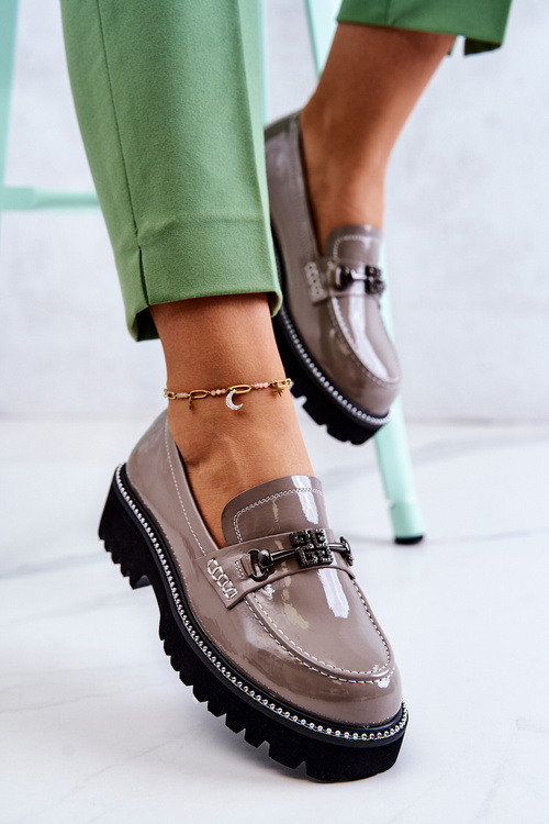 Лаковані туфлі з орнаментом Світло-коричневі Adison