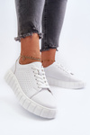 Білі жіночі шкіряні кросівки на платформі Eselmarie