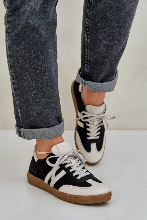 Zazoo N1068 Шкіряні Низькі Кросівки Для Жінок Чорні