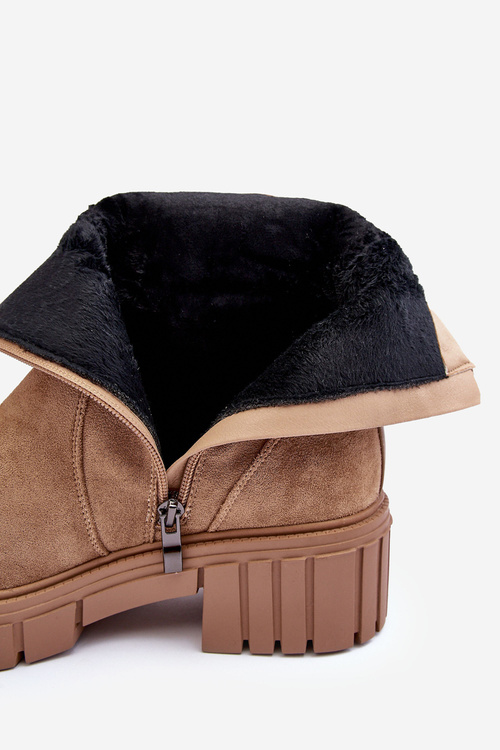 Жіночі масивні замшеві чоботи на плоскому каблуці бежеві Lunai