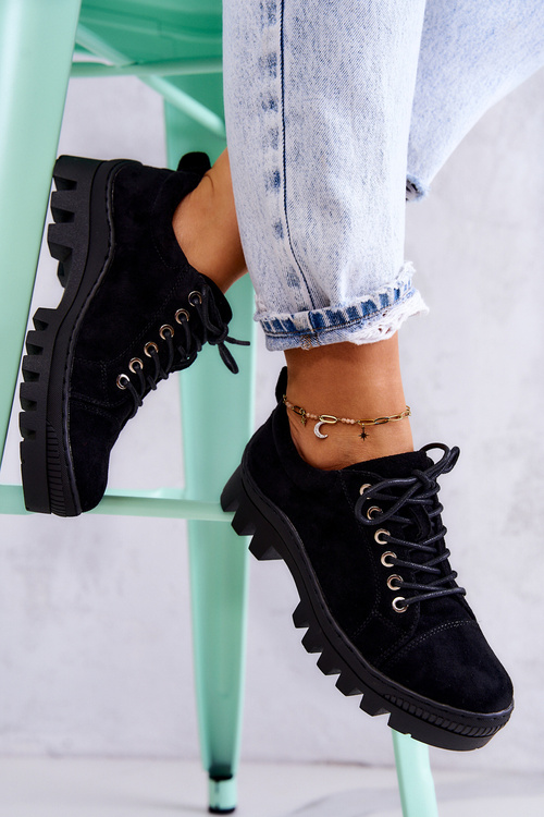 Жіночі замшеві туфлі на зав'язках чорний майсон