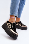 Чорні жіночі шкіряні кросівки на масивній підошві Zazoo 1833