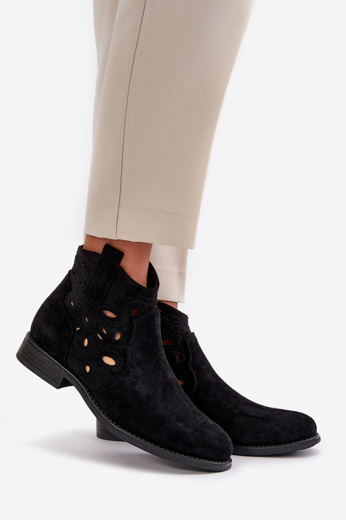 Жіночі ботильйони з вирізом на блискавці чорні S.Barski HY42-081