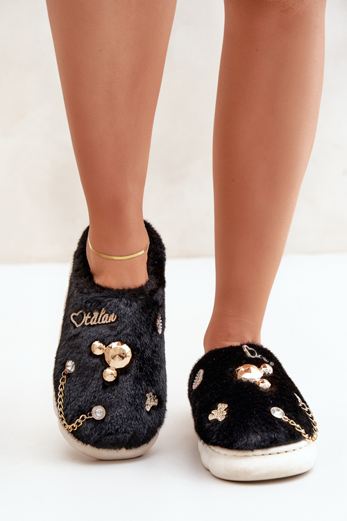 Пухнасті Тапочки З Бантиками Чорні Ivelfedi