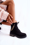 Замшеві теплі чоботи на ланцюжку Black Sorita