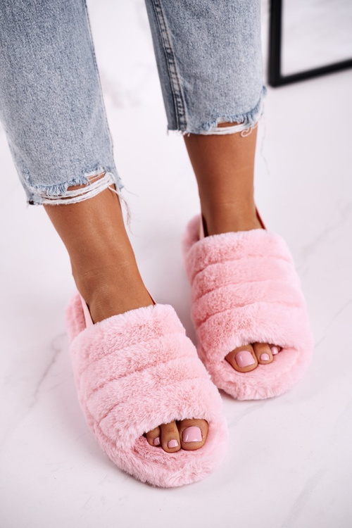 Жіночі пухнасті тапочки на платформі Рожева Сніжинка