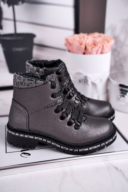 Чоботи дитячі теплі сірі Сніжинка