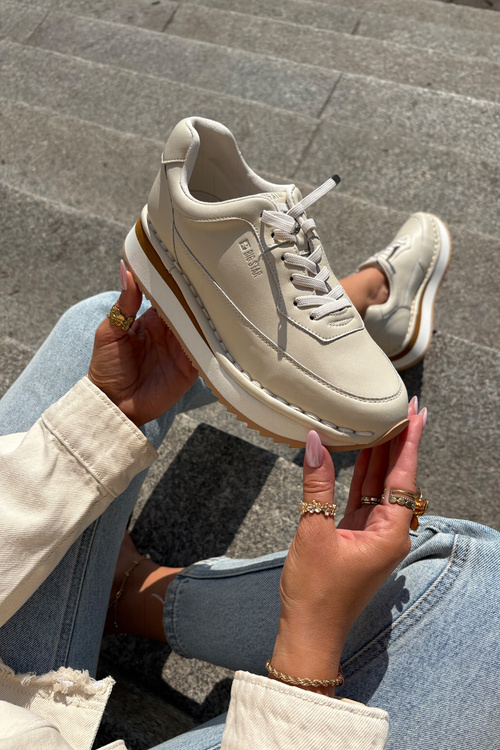 Шкіряні Жіночі Кросівки На Платформі Big Star RR274A334 Бежеві