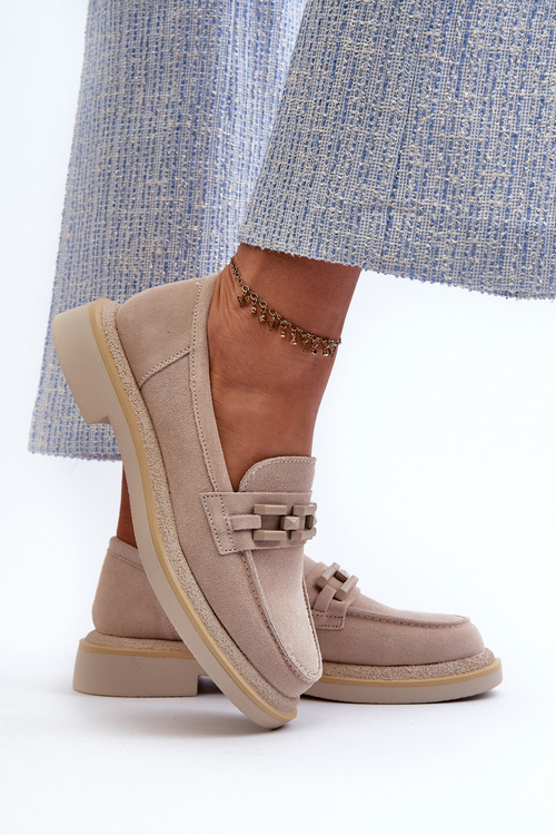 Замшеві жіночі мокасини S.Barski HX52-222 Бежеві