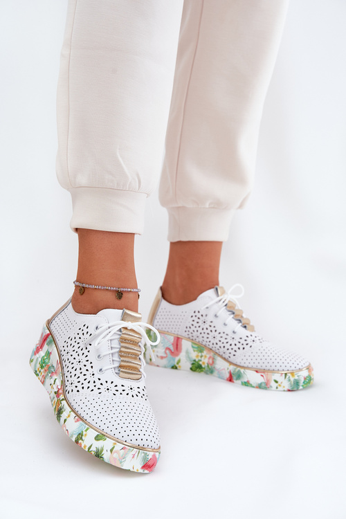 Жіноче Кожане Взуття На Платформі Artiker 56C1800 Біло-Золотий