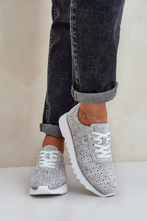 Замшеве Паттерн Спортивне Взуття На Платформі З Блискітками D&A LR51-635 Срібні
