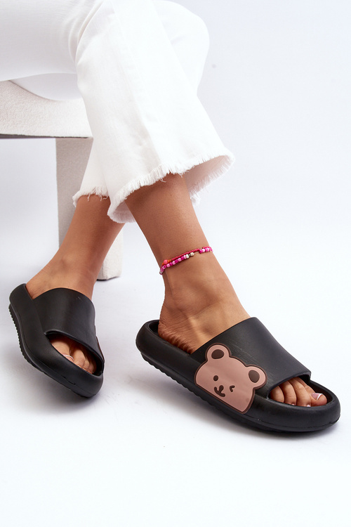 Жіночі легкі пінопластові тапочки з мотивом ведмедя, чорний Parisso