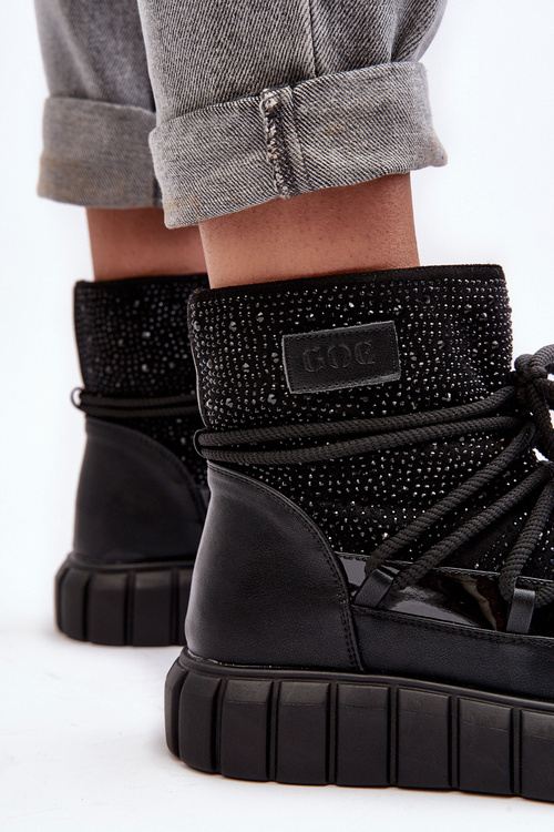 Декоровані хутряні зимові черевики GOE MM2N4080 чорні