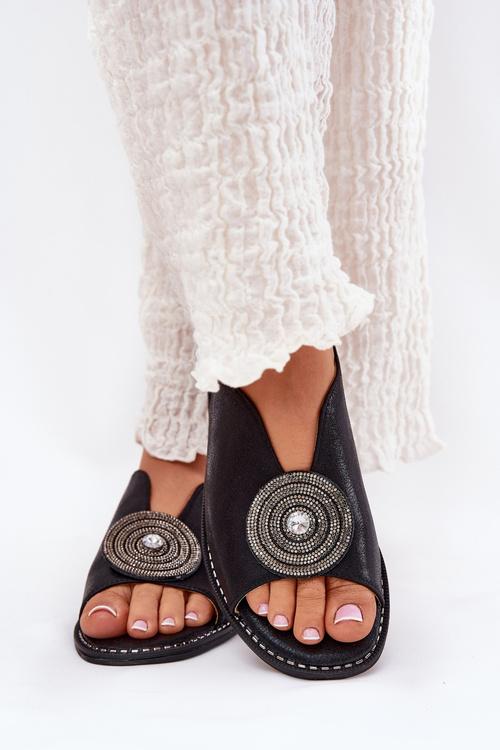 Блискучі Жіночі Сандалі З Декоративним Елементом S.Barski KV51-012 Чорні