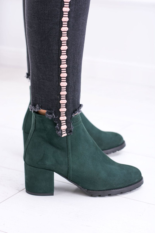 Жіночі зелені шкіряні чоботи на шпильці Ніколь