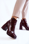 Шкіряні ботильйони з крокодиловим малюнком бордового кольору Alienore