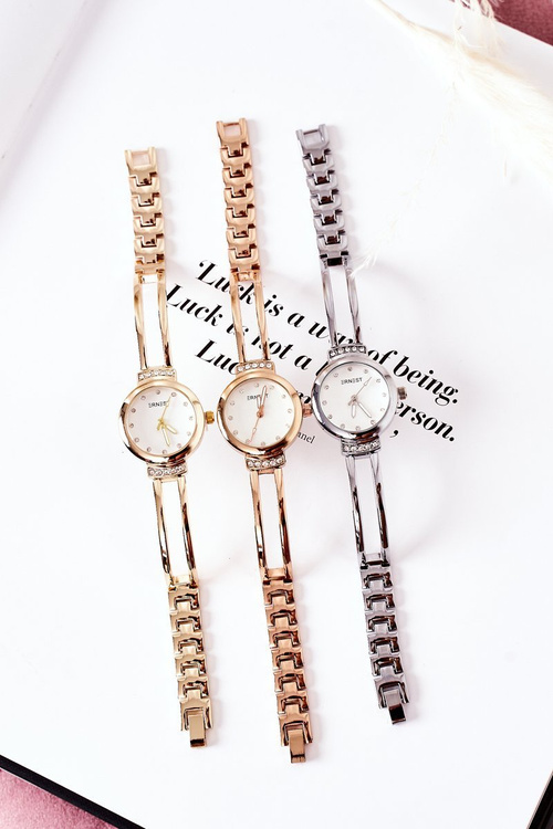 Маленький годинник на браслеті з кубічним цирконієм ERNEST Rose Gold