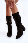 Жіночі плісировані замшеві чоботи чорні альфра