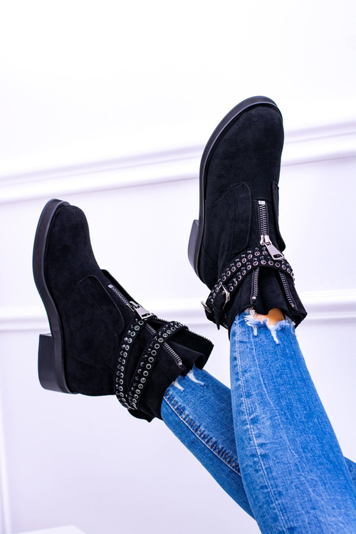 Чорні жіночі чоботи Lu Boo Rafell на блискавці з блискітками