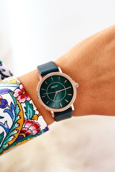 Годинник на шкіряному ремінці без нікелю ERNEST Dark Green